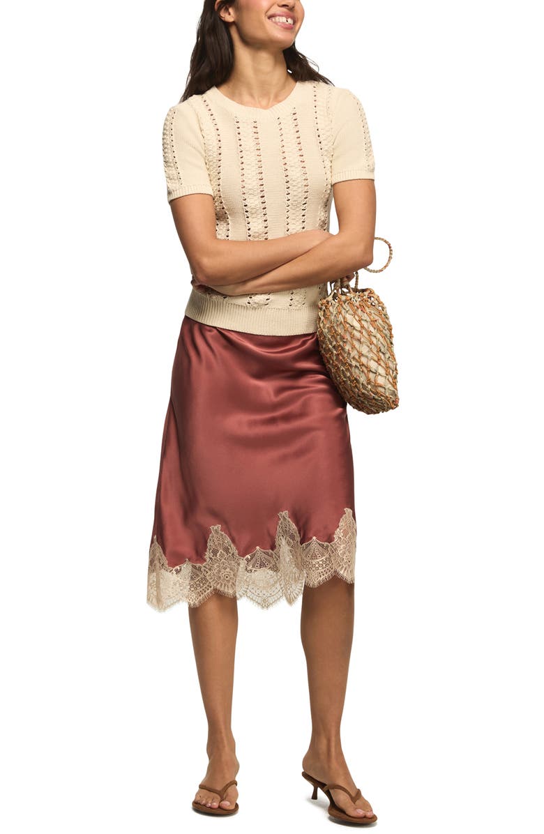 Lucky Brand Pointelle Short Sleeve Sweater, Alternate, color,