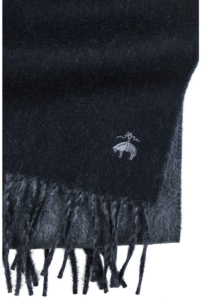 Twill Wool & Cashmere Blend Fringe Scarf, Alternate, color, BLACK/ CHARCOAL