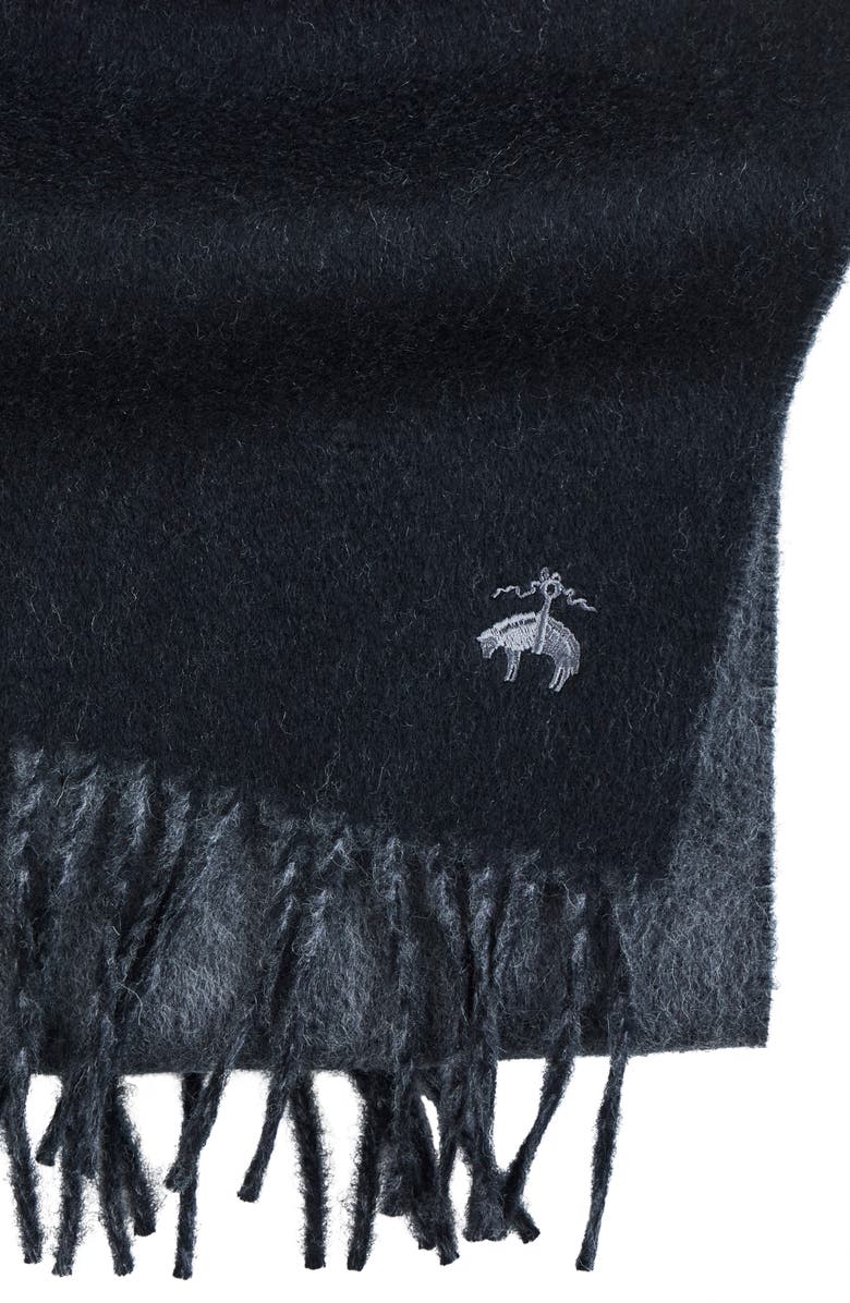 Brooks Brothers Twill Wool & Cashmere Blend Fringe Scarf, Alternate, color, Black/ Charcoal