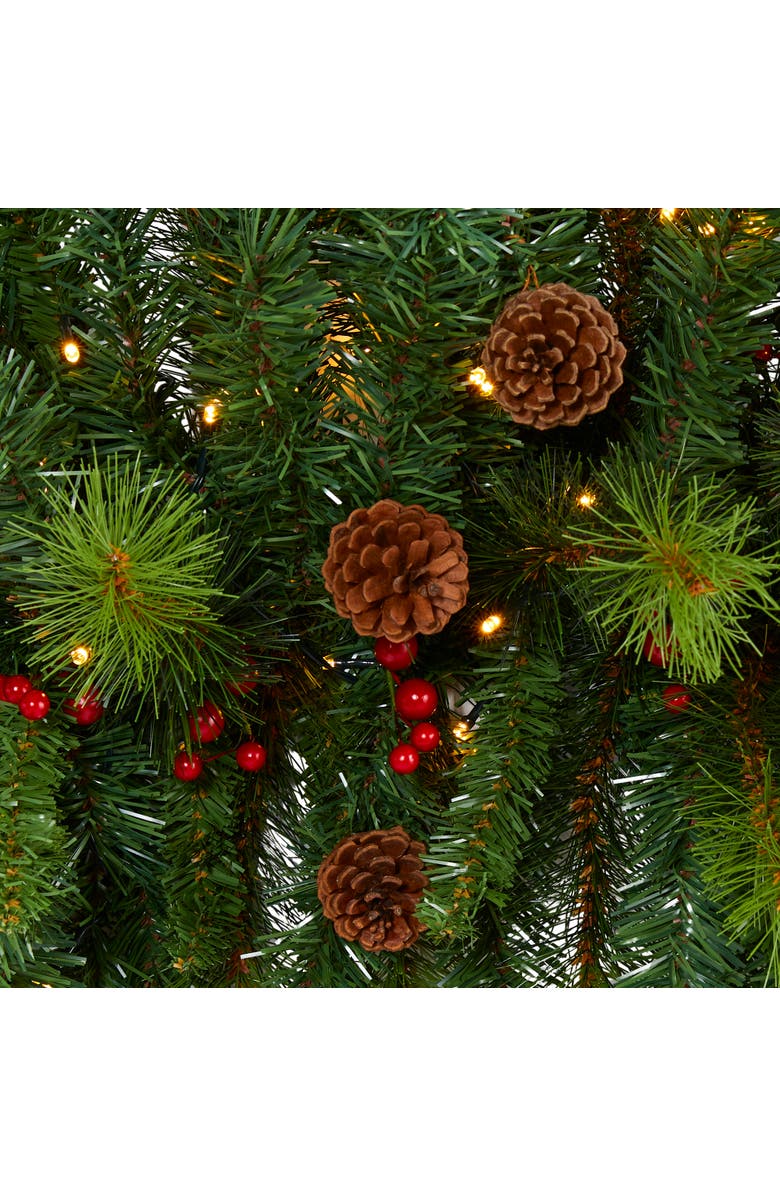 NEARLY NATURAL 6-ft Artificial Christmas Swag with 50 LED Lights, Berries and Pine Cones, Alternate, color, Green