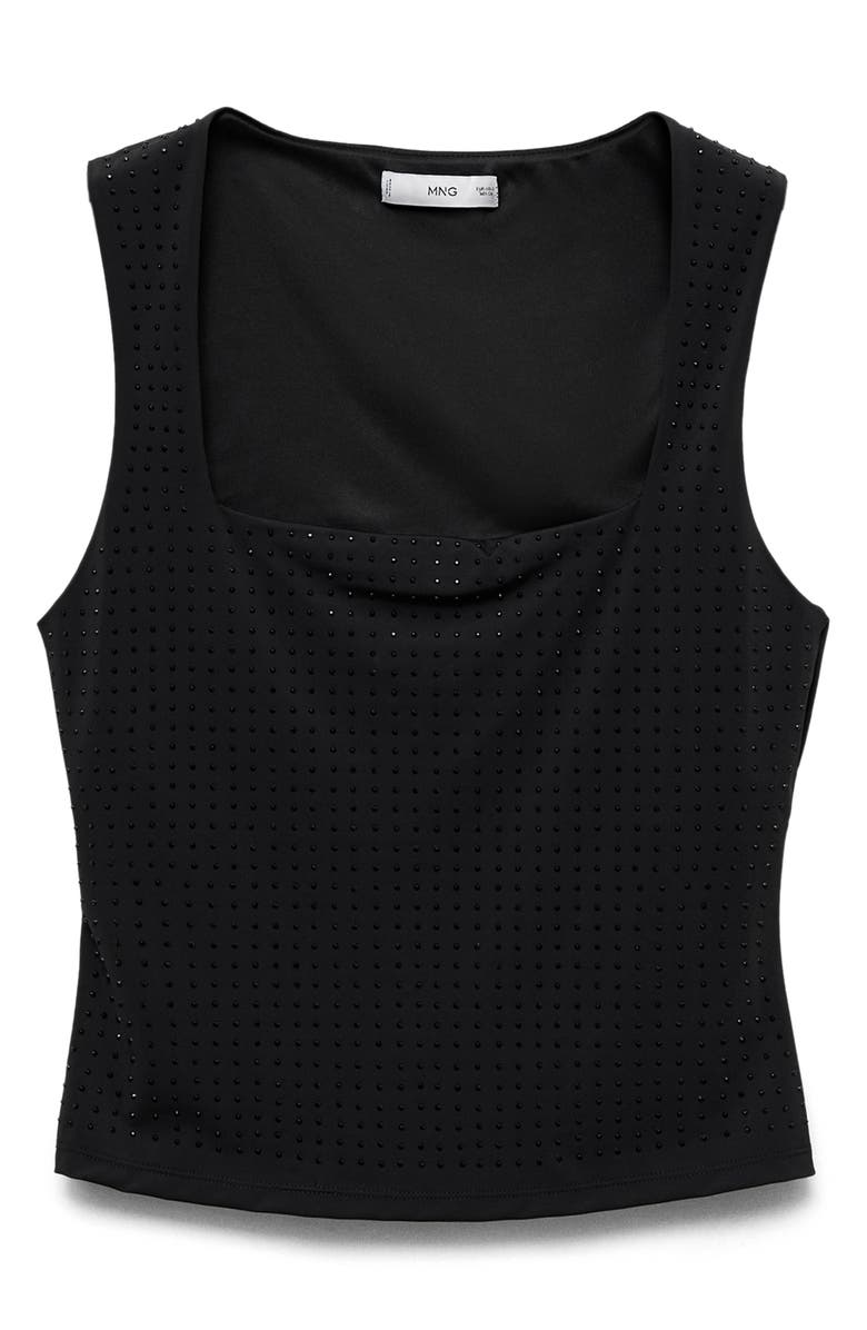 MANGO Rhinestone Sleeveless Top, Main, color, Black