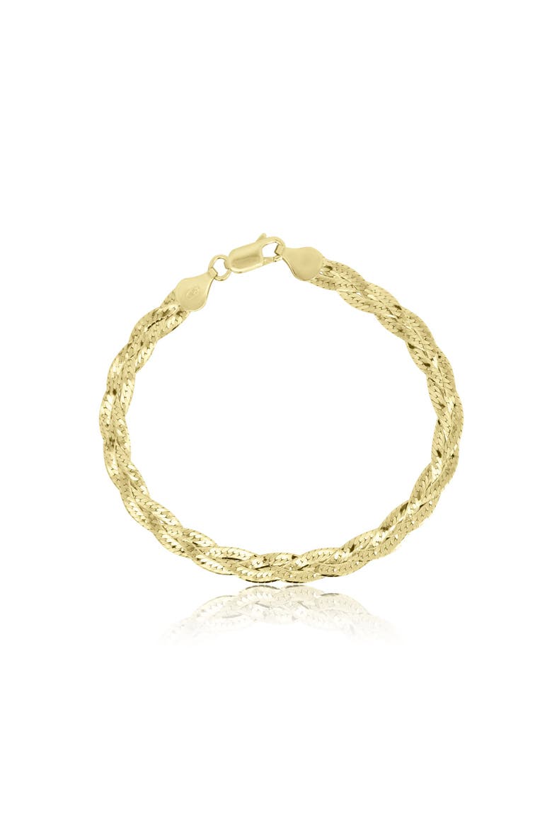 Braided Herringbone Bracelet, Main, color, Gold-Plated Sterling Silver