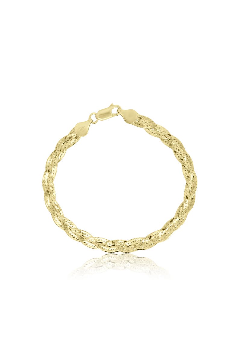 The Lovery Fine Jewelry Braided Herringbone Bracelet, Main, color, Gold-Plated Sterling Silver