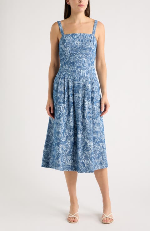 Calloway Print Sleeveless Midi Dress