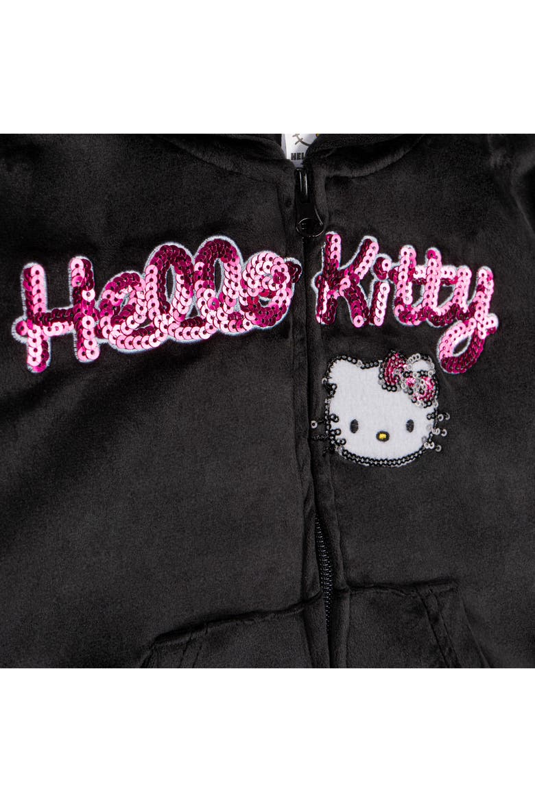 Velour Hoodie and Pants Set, Alternate, color, Hello Kitty Black