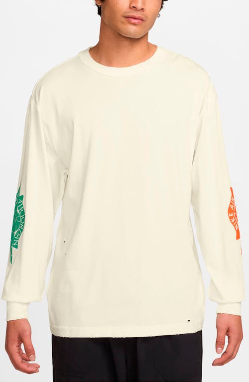 Jordan Rare Air Distressed Long Sleeve Graphic T-shirt In White