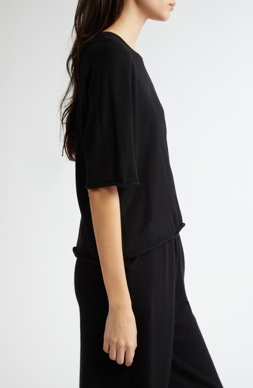 Johnstons Of Elgin Superfine Merino Wool Scoop Neck Sweater In Black