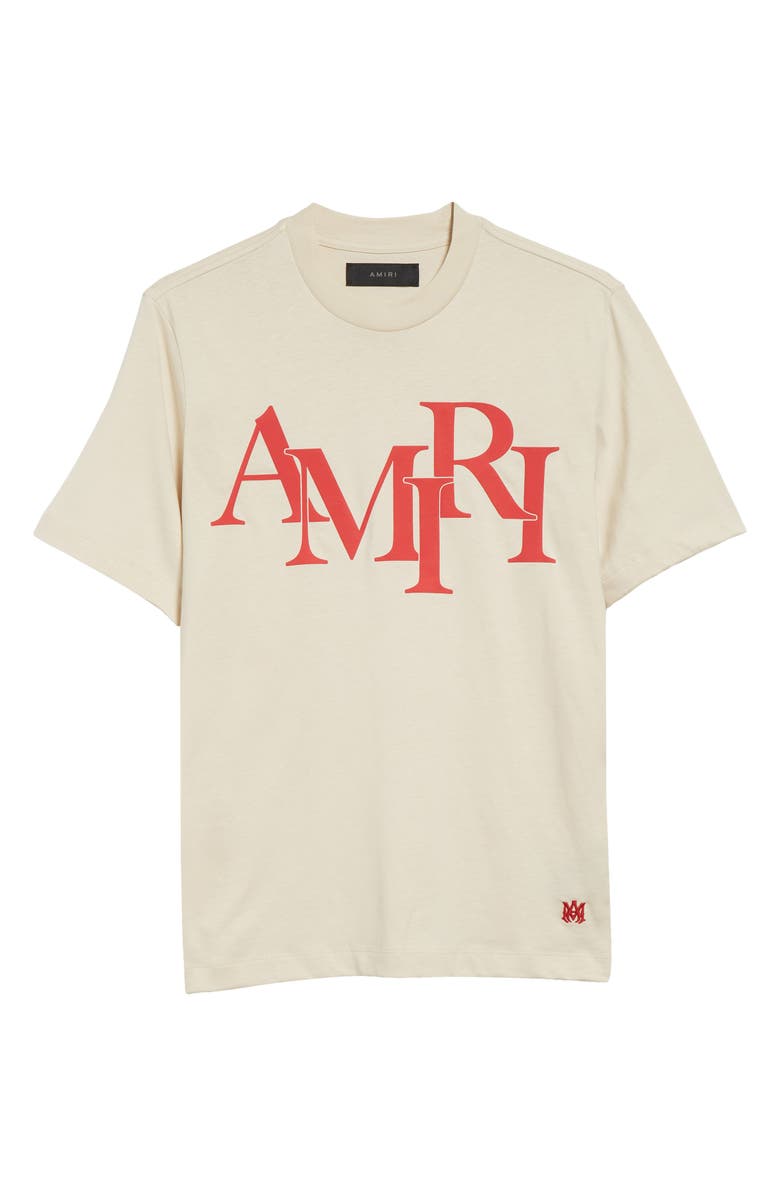 AMIRI Staggered Logo Graphic T-Shirt, Alternate, color, Birch