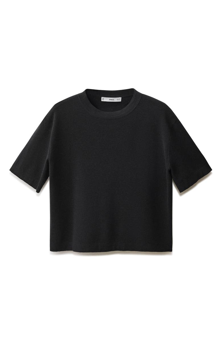 MANGO Short Sleeve Cotton & Wool Sweater, Alternate, color,