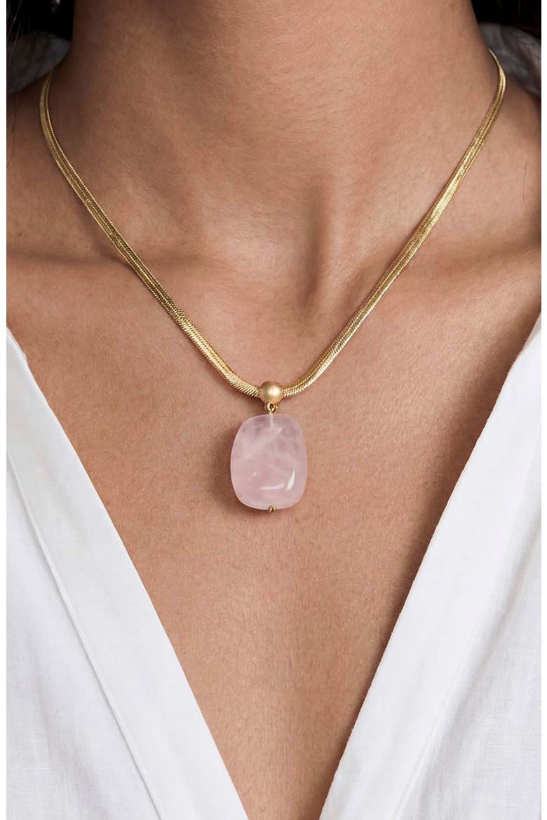 Cultured Baroque Pearl Pendant Necklace, Alternate, color, ROSE QUARTZ