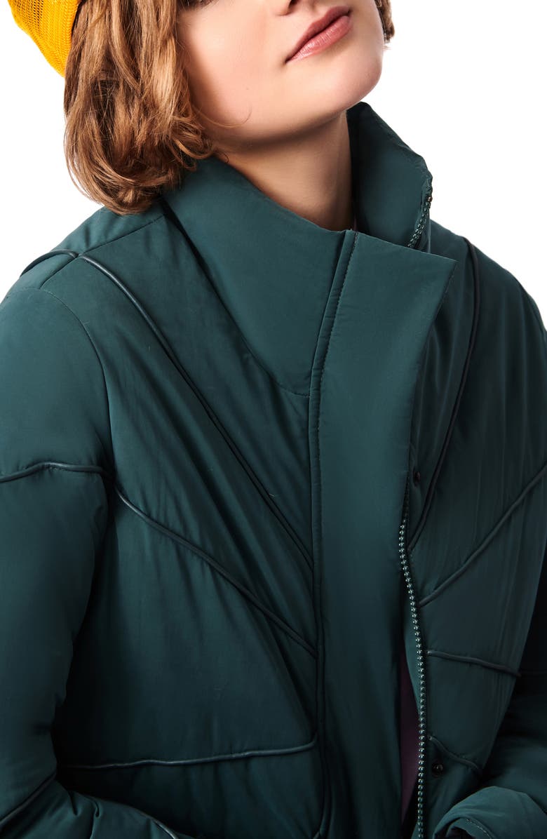 BERNIE Crop Puffer Jacket with Faux Leather Trim, Alternate, color, 