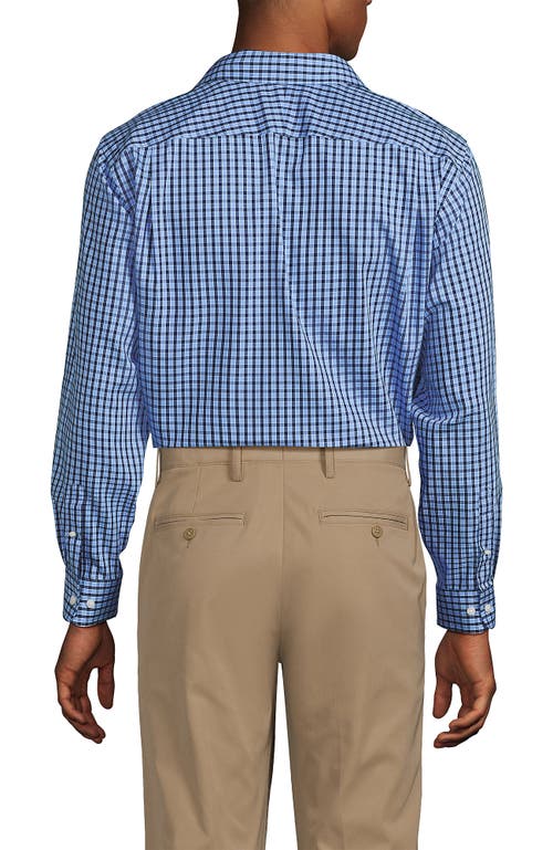 Lands' End Solid No Iron Supima Pinpoint Straight Collar Dress Shirt In Blue