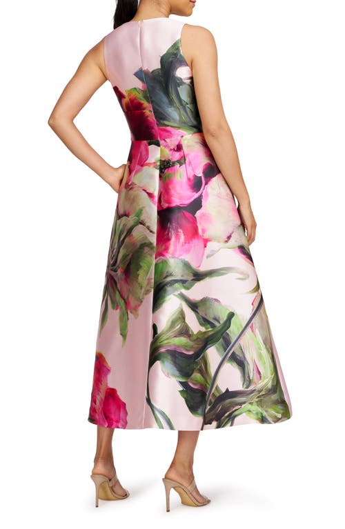 Kay Unger Regina Floral Midi Dress In Blush