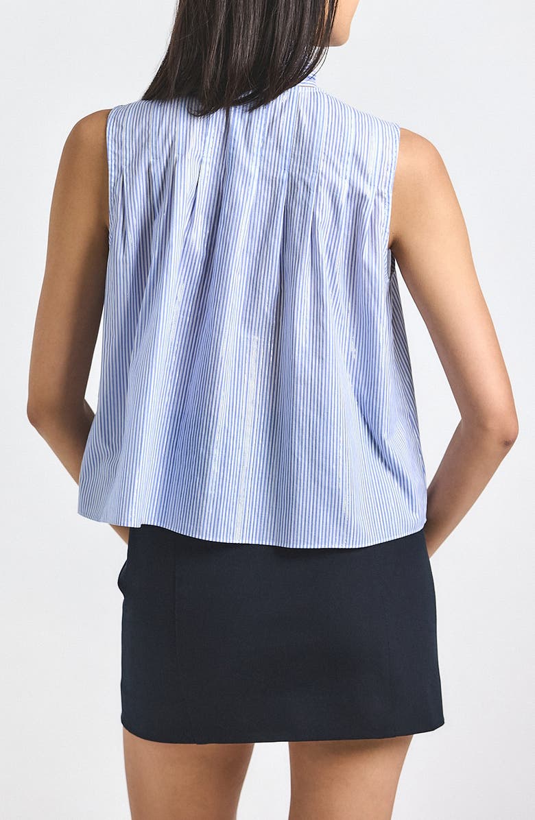 Derek Lam 10 Crosby Aviana Stripe Sleeeless Tie Neck Top, Alternate, color, Blue Multi