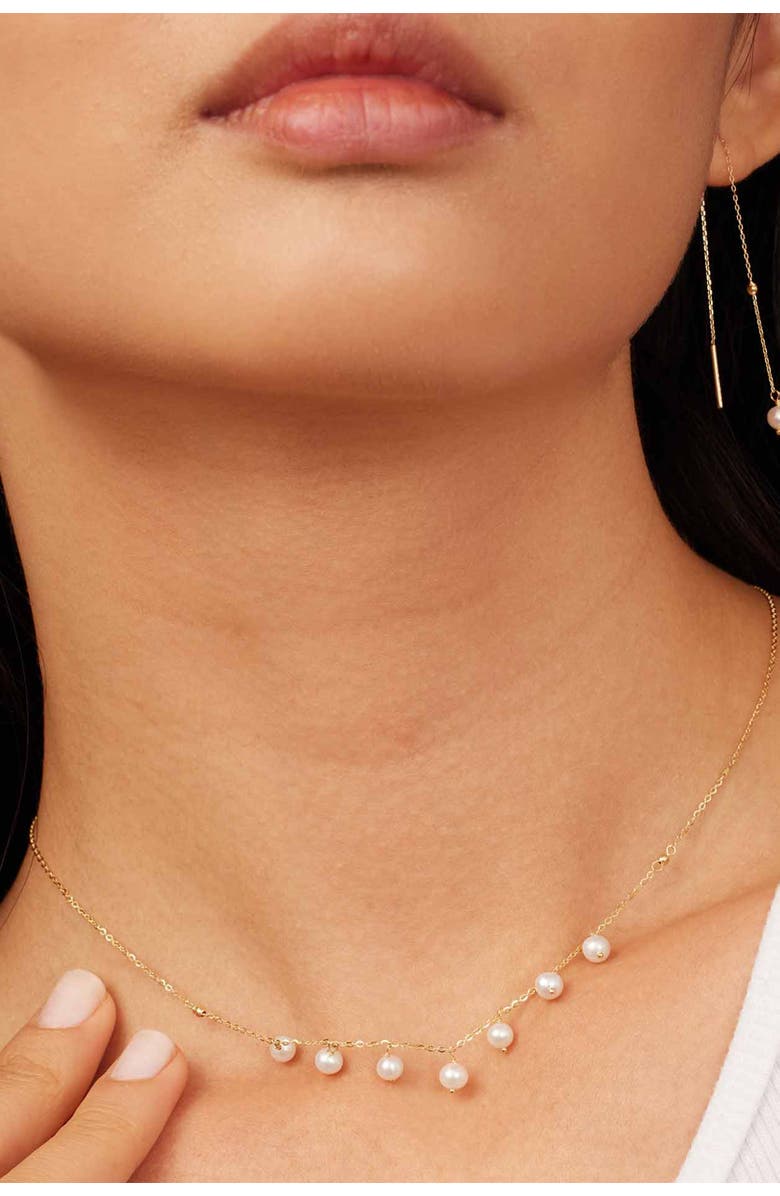 Oradina 14K Yellow Gold Pearl Girl Threaders, Alternate, color, Yellow Gold