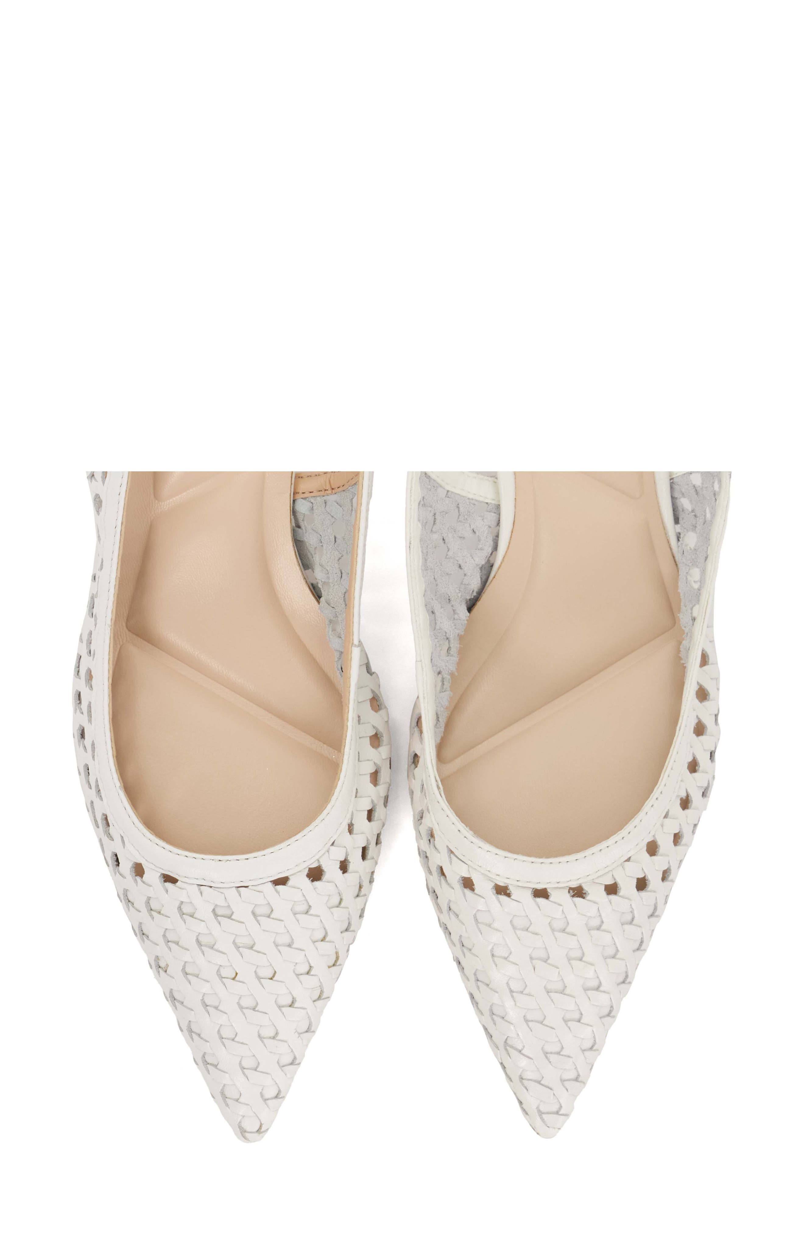 Dune London Divided Pointed Toe Slingback Pump, Alternate, color, White