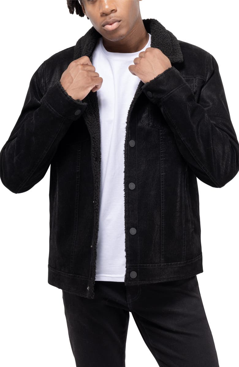 XRAY Faux Shearling Lined Trucker Jacket, Alternate, color, Black
