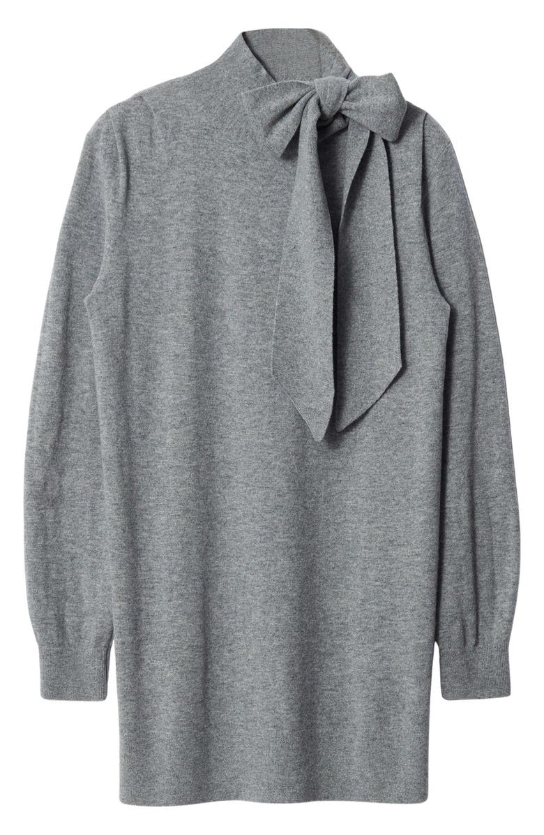 & Other Stories Bow Detail Merino Wool Sweater Dress, Alternate, color, Grey Medium Dusty