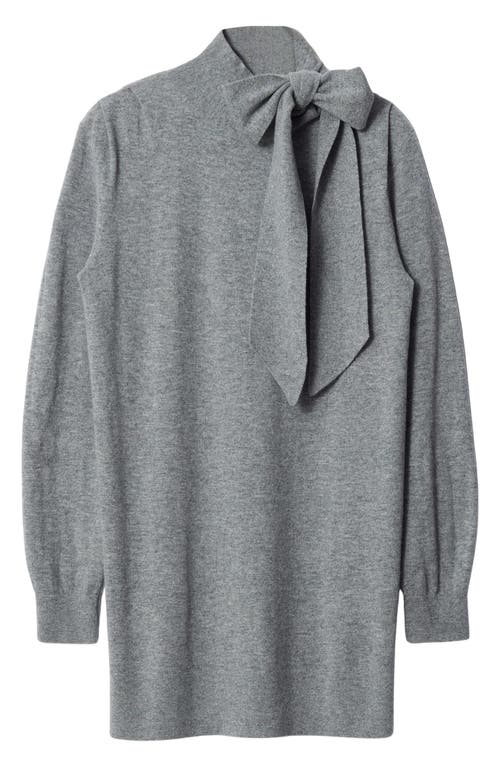 Shop & Other Stories Bow Detail Merino Wool Sweater Dress In Grey Medium Dusty