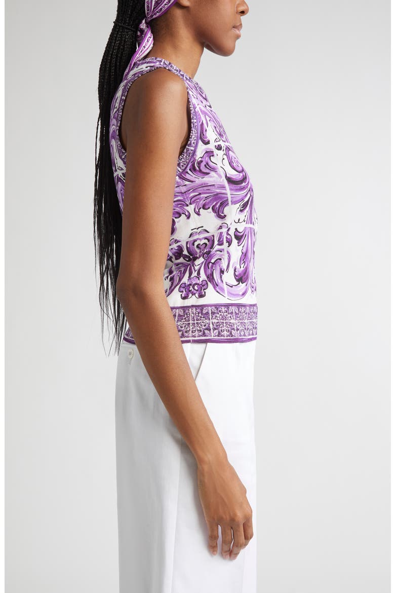 Majolica Print Silk Sweater, Alternate, color, H25DQ MAIOLICA 1L VIOLA
