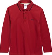 BOSS Kidswear Kids' Long Sleeve Tipped Cotton Polo