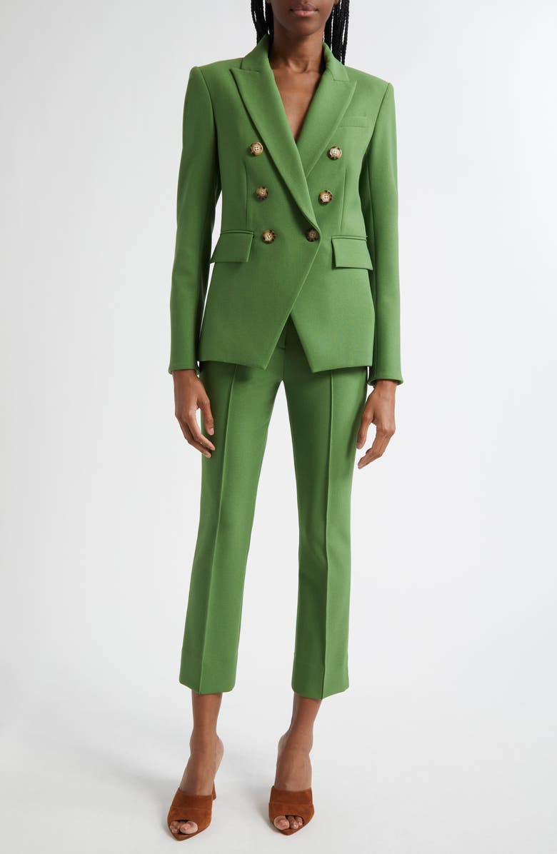 Veronica Beard Kean Clean Waist Pintuck Pleat Crop Pants, Alternate, color, Lemongrass