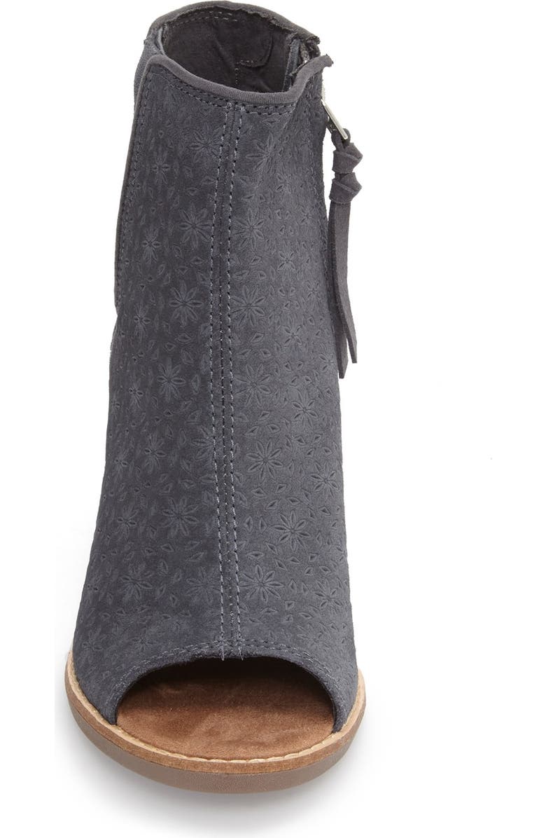 TOMS 'Majorca' Floral Embossed Peep Toe Bootie, Alternate, color,