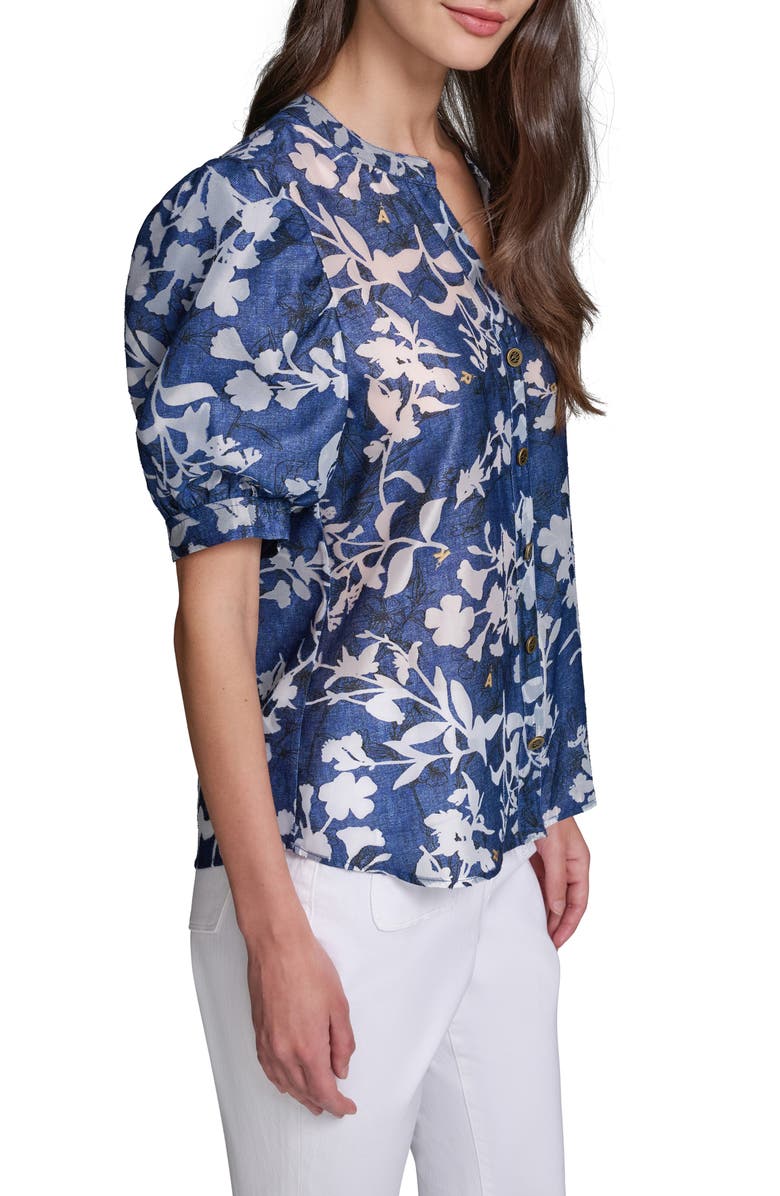 KARL LAGERFELD PARIS Print Puff Sleeve Shirt, Alternate, color,