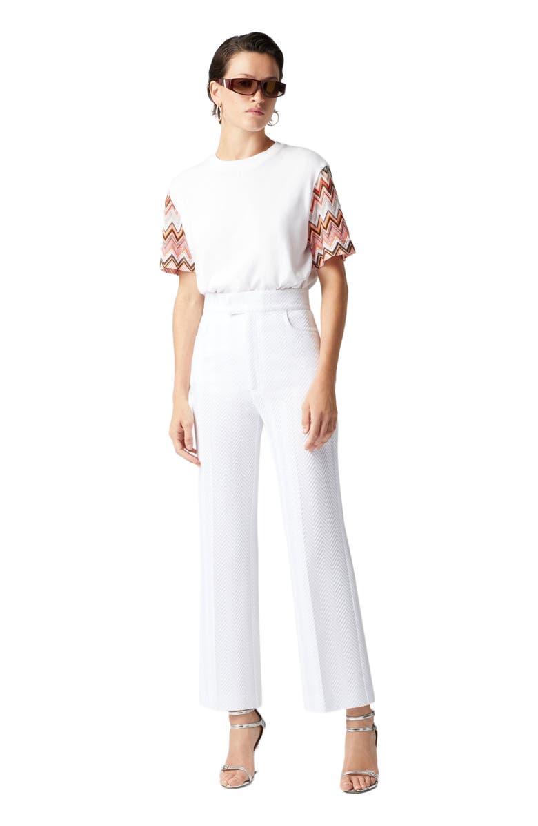 Missoni Crewneck T-shirt With Zig Zag Knit Sleeves, Alternate, color, Black Multicoloured