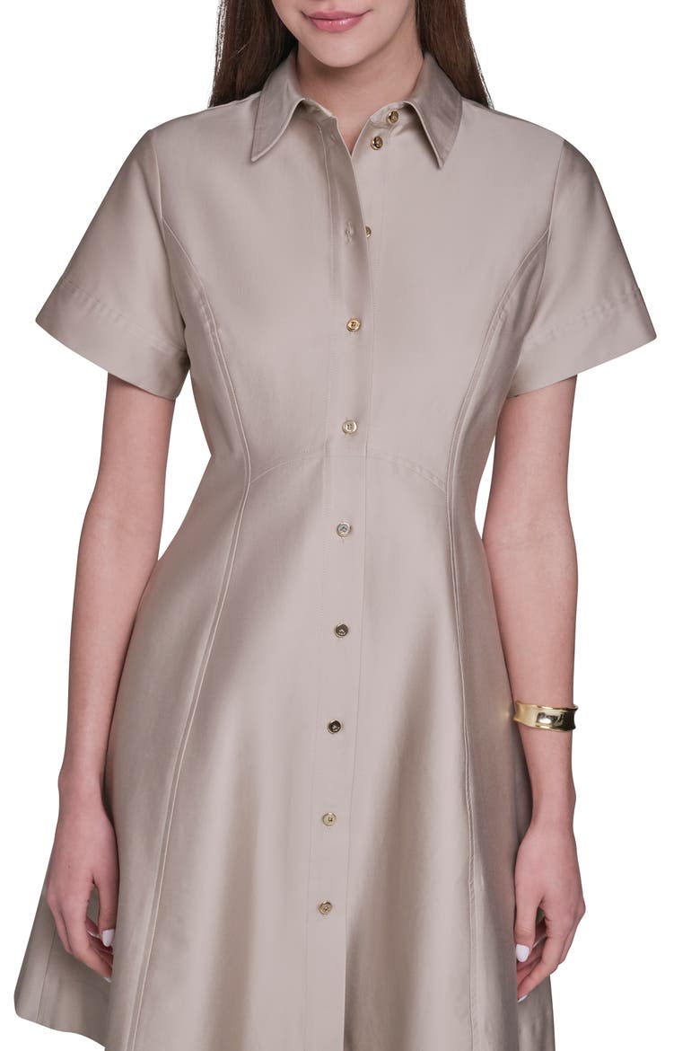 Short Sleeve Stretch Cotton Shirtdress, Alternate, color, SANDSTONE