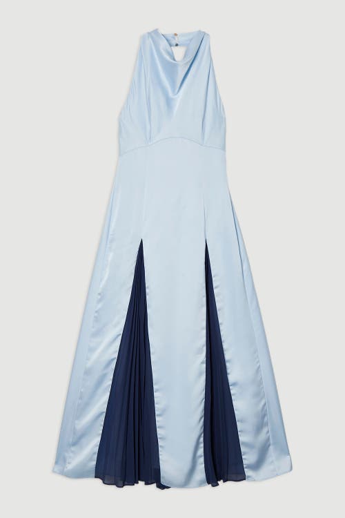 Karen Millen Woven Satin Maxi Dress In Blue