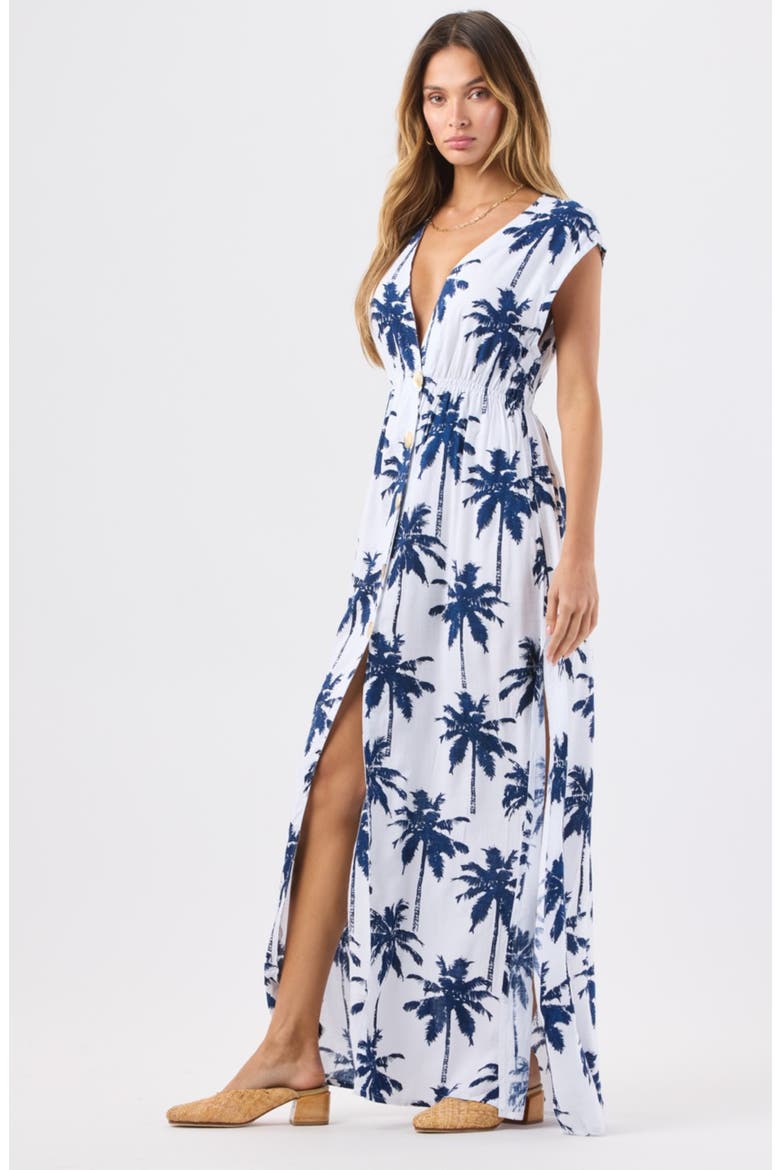Moonlight Palm Print Maxi Dress, Alternate, color, PALM TREES NAVY