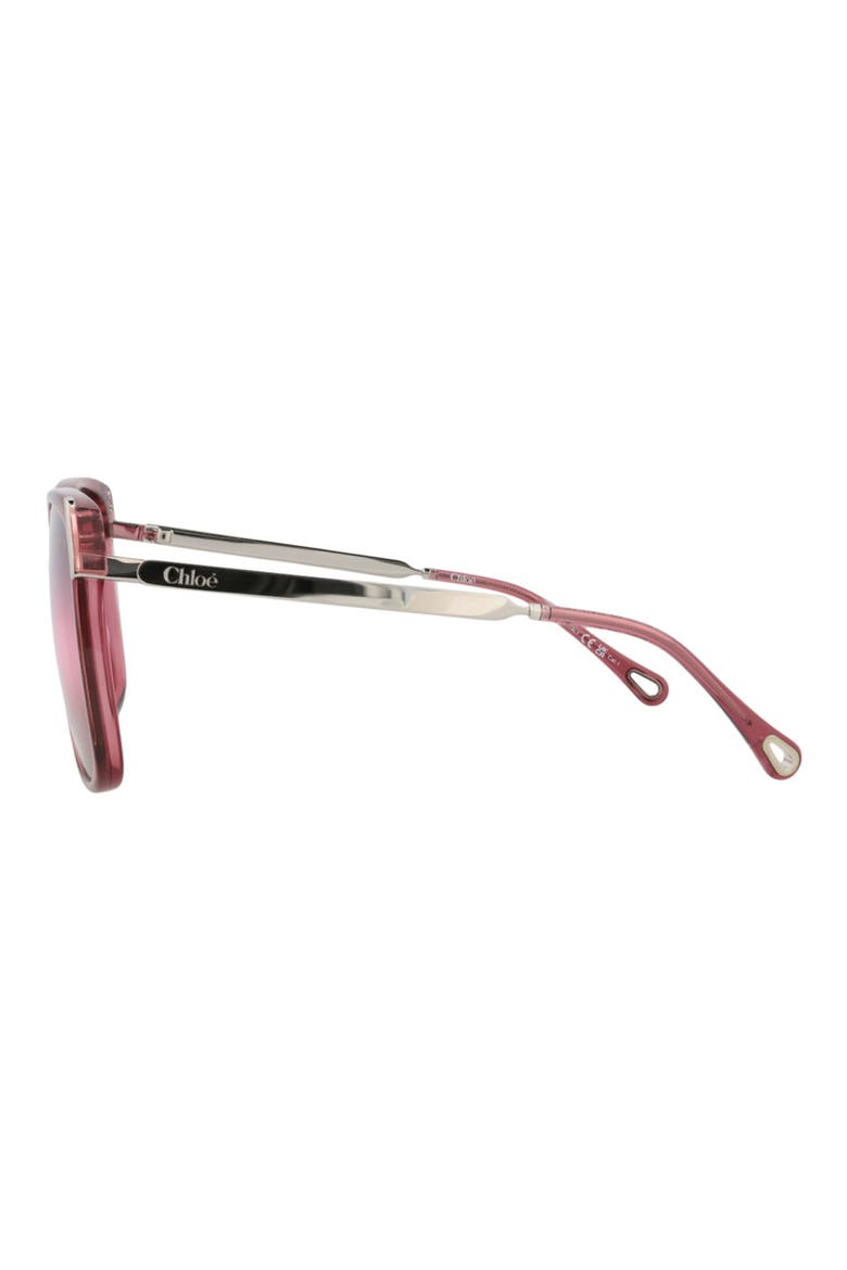 60mm Oversize Sunglasses, Alternate, color, BURGUNDY SILVER RED