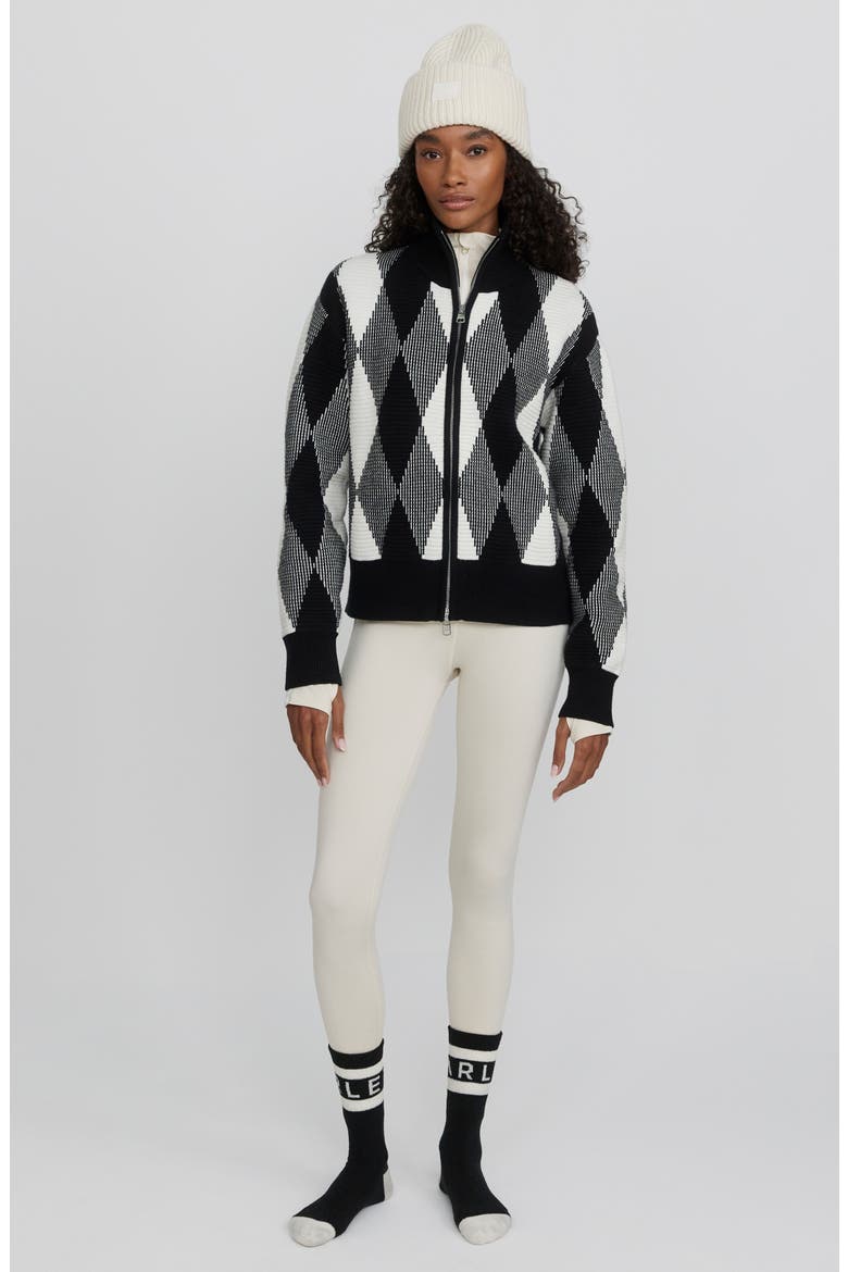 Karina Argyle Jacquard Knit Cardigan, Alternate, color, BLACK