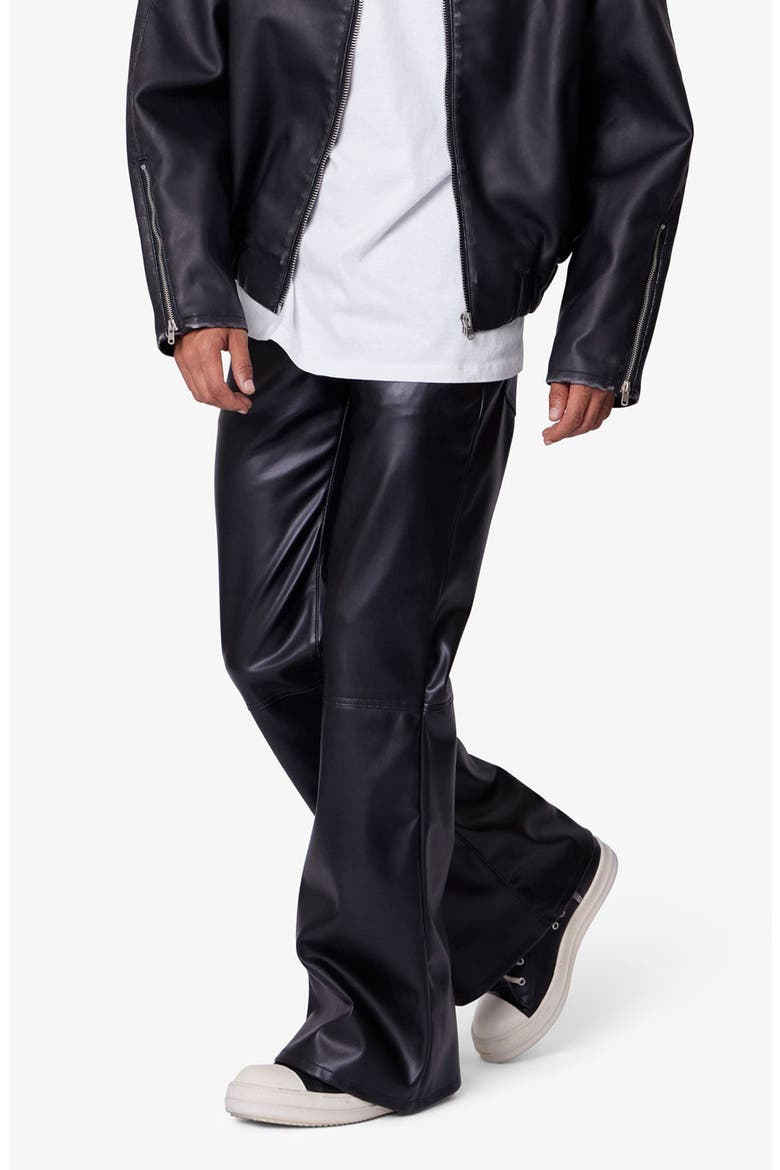 Faux Leather Flare Pants, Alternate, color, BLACK