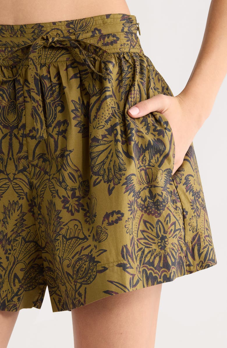 Ulla Johnson Rowan Tie Waist Shorts, Alternate, color, Olive Flora