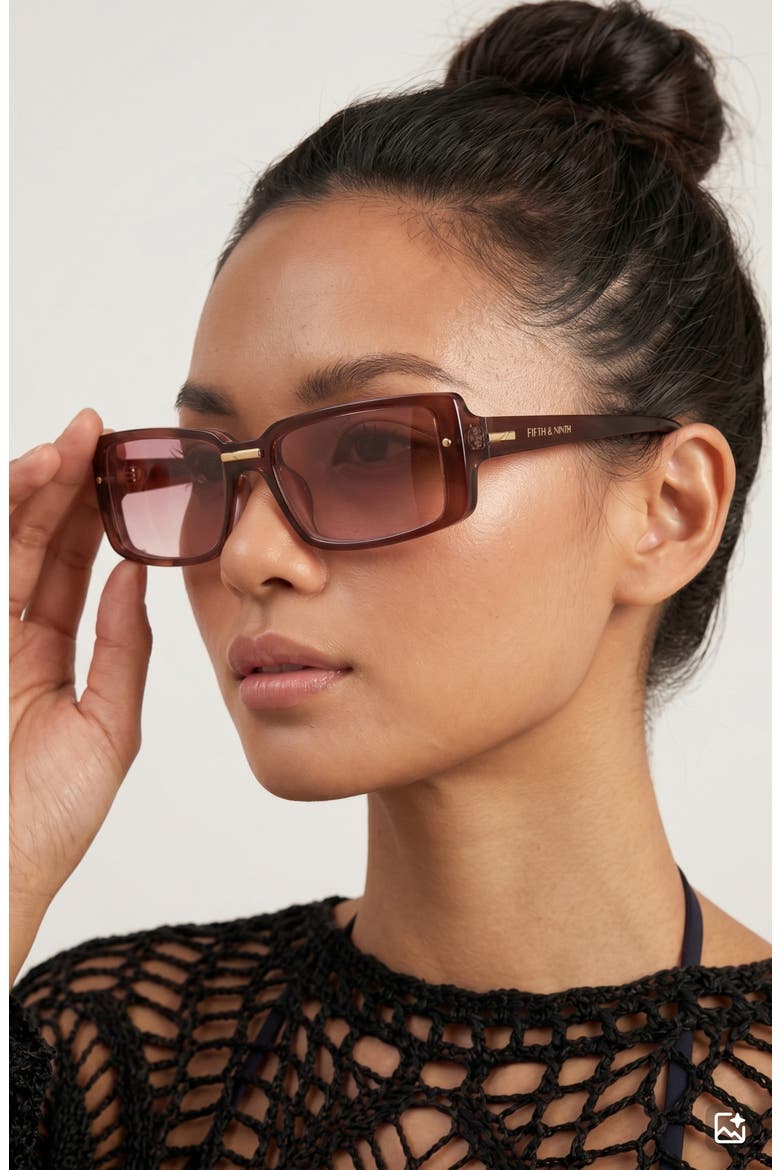 Blaire 65mm Oversize Gradient Rectangular Sunglasses, Alternate, color, BERRY/ BERRY