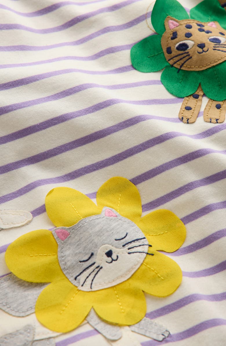 Mini Boden Kids' Stripe Cat Appliqué Long Sleeve Graphic Tunic, Alternate, color, 