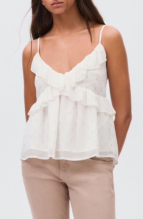 Plumeti Metallic Chiffon Ruffle Tank