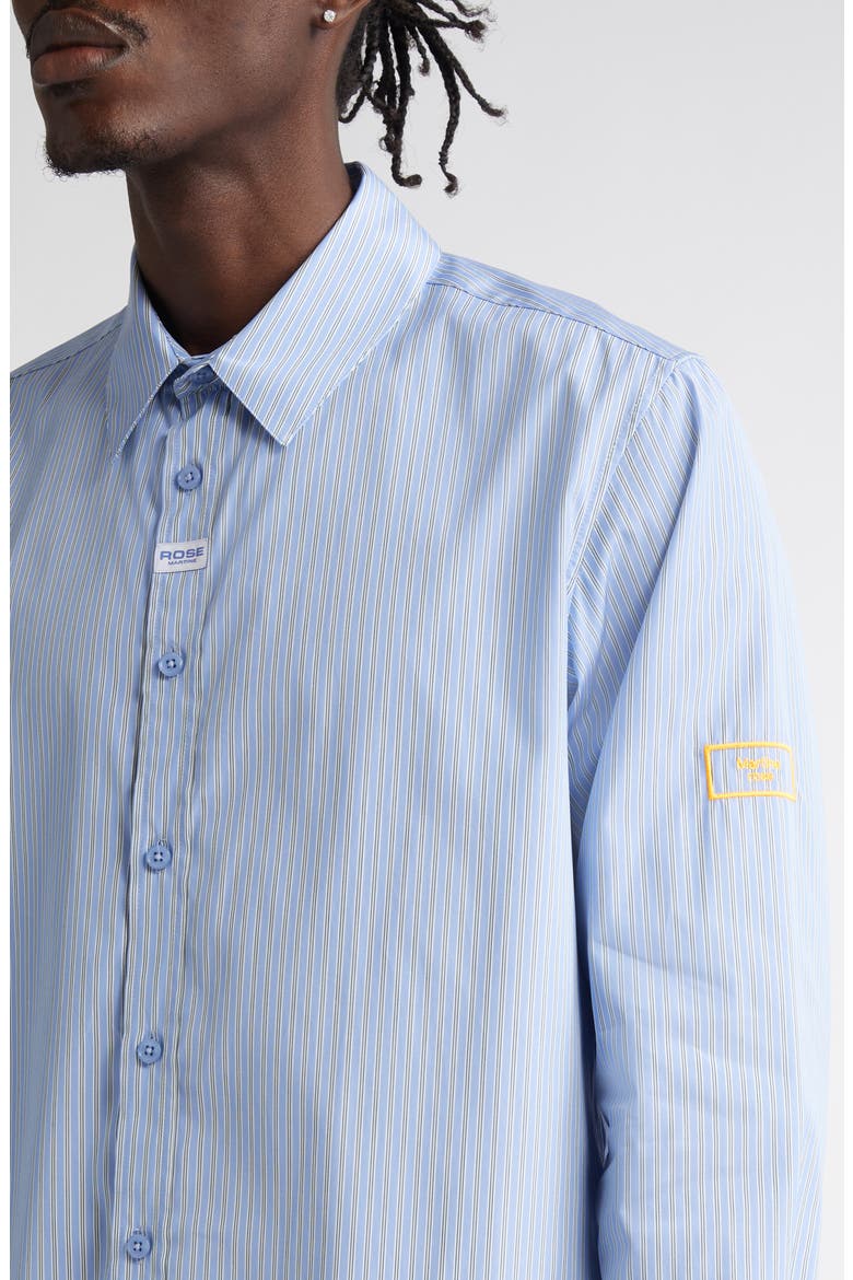 Classic Logo Pinstripe Button-Up Shirt, Alternate, color, BLUE-WHITE STRIPE