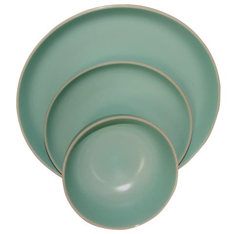 12 Piece Stoneware Dinnerware Set In Matte Teal