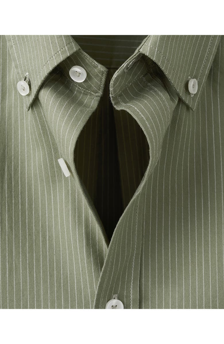 MANGO Regular Fit Stripe Button-Down Shirt, Alternate, color, Green