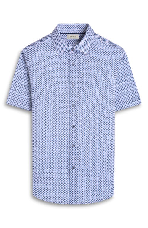 Bugatchi Miles Ooohcotton® Heart Print Short Sleeve Button-up Shirt In Cobalt