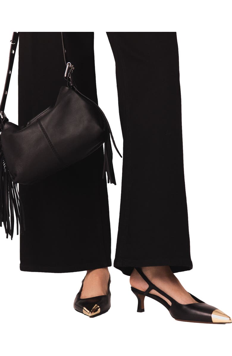 maje Smooth leather slingback pumps, Alternate, color, Black