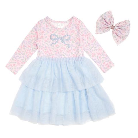 Bow & Bloom Long Sleeve Tutu Dress & Clip Set (baby)
