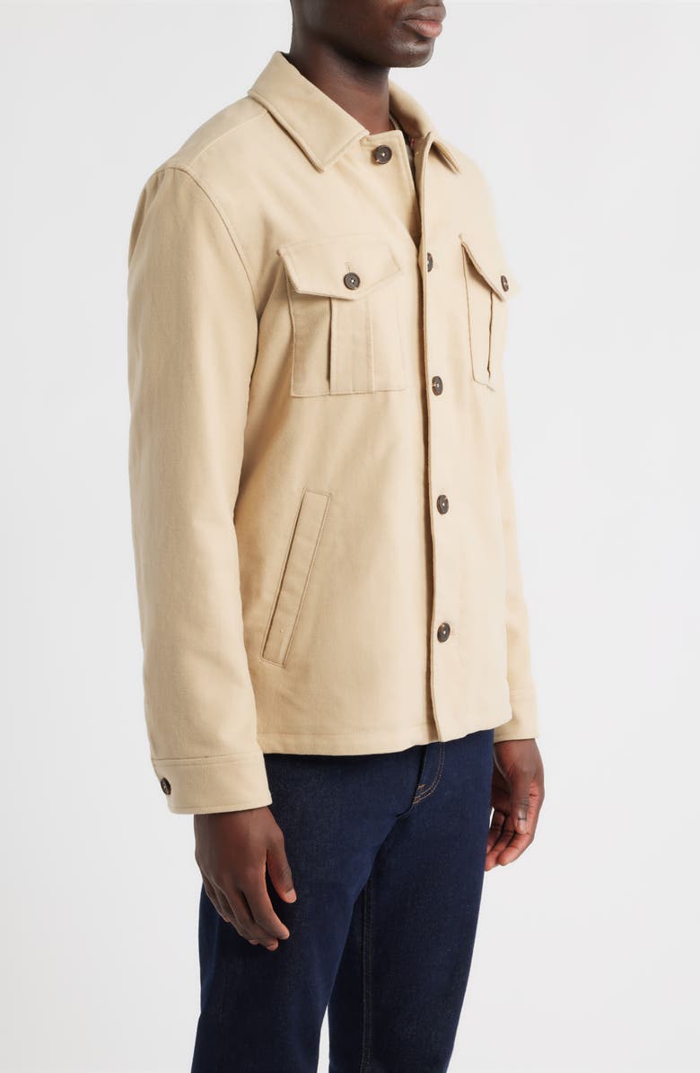 Brooks Brothers Cotton Moleskin Button-Up Shirt Jacket, Alternate, color, White Pepper