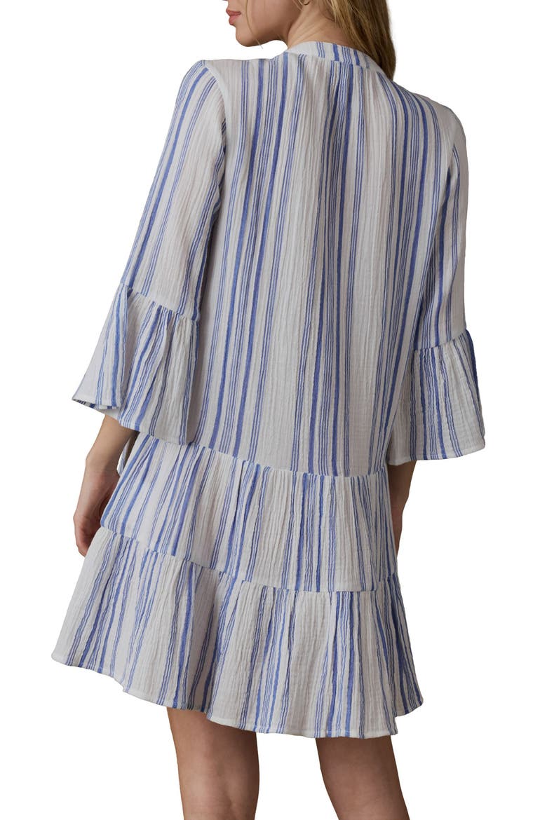 Kasey Dream Gauze Tiered Organic Cotton Minidress, Alternate, color, SALTWATER STRIPE