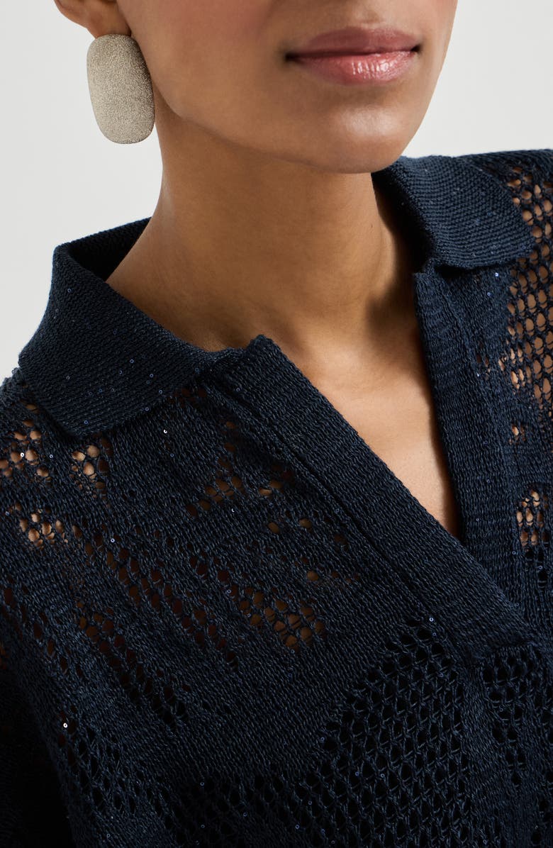 Brunello Cucinelli Dazzling water lilies polo, Alternate, color, Blue