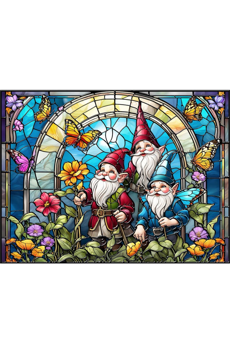 Sunsout Stained Glass Gnomes 300 piece Jigsaw Puzzle for Adults, Alternate, color, Multicolor