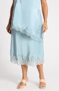 Renee C Lace Hem Satin Midi Skirt